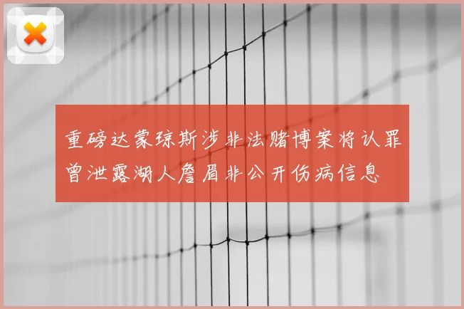 重磅达蒙琼斯涉非法赌博案将认罪曾泄露湖人詹眉非公开伤病信息